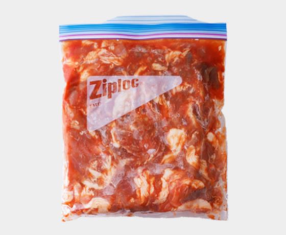 豚こま肉のケチャップ味の下味冷凍画像